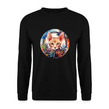 Devon Rex Cat Boho Style, Love Cats - Unisex Sweatshirt - black - Front - Alina (178cm) & Michal (187cm)