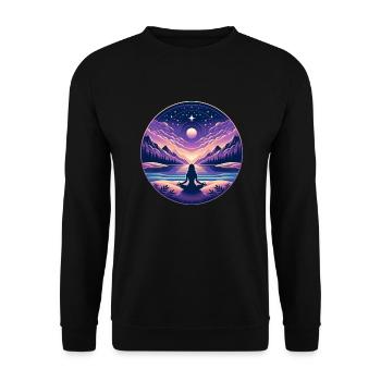 Gelassenes Meditations-Design - Unisex Pullover - Schwarz - Vorne - Alina (178cm) & Michal (187cm)