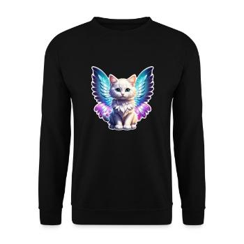 Cat with Wings - Unisex Sweatshirt - black - Front - Alina (178cm) & Michal (187cm)