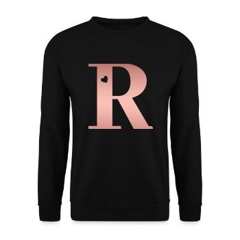 Buchstabe R Roségold - Unisex Pullover - Schwarz - Vorne - Alina (178cm) & Michal (187cm)