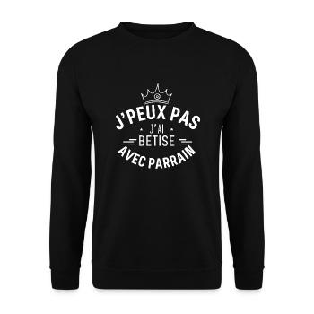 J peux pas j ai Betise avc parrain - Sweat-shirt Unisexe - noir - Devant - Alina (178cm) & Michal (187cm)