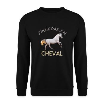 J Peux pas j ai Cheval - Sweat-shirt Unisexe - noir - Devant - Alina (178cm) & Michal (187cm)