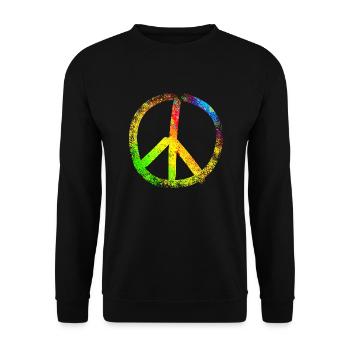 peace sign rainbow 02 - Unisex Sweatshirt - black - Front - Alina (178cm) & Michal (187cm)