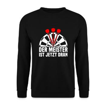 Lustige Darts und Dart Geschenke für Dartspieler - Unisex Pullover - Schwarz - Vorne - Alina (178cm) & Michal (187cm)