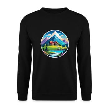 Mountain Nature Hiking Climbing Lake - Unisex Sweatshirt - black - Front - Alina (178cm) & Michal (187cm)