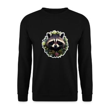Raccoon with flowers - Unisex Sweatshirt - black - Front - Alina (178cm) & Michal (187cm)