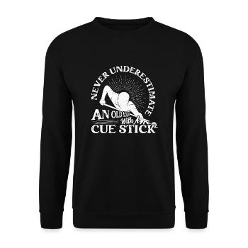 An Old Man With A Cue Stick Billiard Player Billar - Unisex Pullover - Schwarz - Vorne - Alina (178cm) & Michal (187cm)