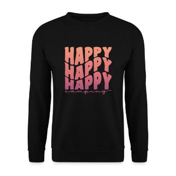 Happy Happy Happy Camping - Unisex Pullover - Schwarz - Vorne - Alina (178cm) & Michal (187cm)