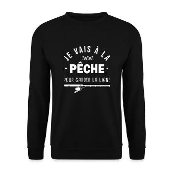 Je vais à la pêche humour pêcheur - Sweat-shirt Unisexe - noir - Devant - Alina (178cm) & Michal (187cm)