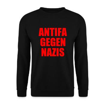 Antifa gegen nazis - Unisex Pullover - Schwarz - Vorne - Alina (178cm) & Michal (187cm)
