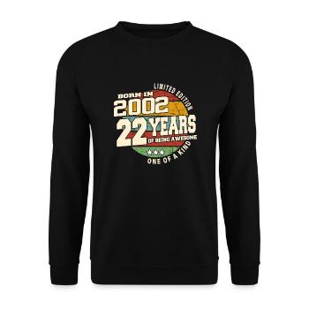 2002 Vintage Retro Classic 22 Jahre - Unisex Pullover - Schwarz - Vorne - Alina (178cm) & Michal (187cm)