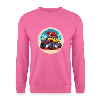 Monstre dans le monster truck - Sweat-shirt Unisexe - rose - Devant