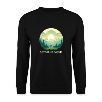 Adventure Awaits - Unisex Pullover - Schwarz - Vorne - Alina (178cm) & Michal (187cm)