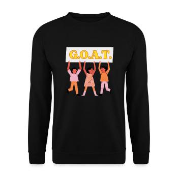 G.O.A.T. Greatest of All Time Design Motiv - Unisex Pullover - Schwarz - Vorne - Alina (178cm) & Michal (187cm)