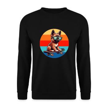 Chien sur Skateboard - Sweat-shirt Unisexe - noir - Devant - Alina (178cm) & Michal (187cm)