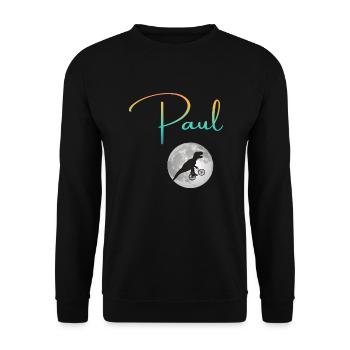 PAUL - Beau prénom de garçon avec dinosaure - Sweat-shirt Unisexe - noir - Devant - Alina (178cm) & Michal (187cm)