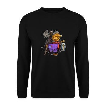 Pumpkin with the bat. A fun Halloween - Unisex Sweatshirt - black - Front - Alina (178cm) & Michal (187cm)