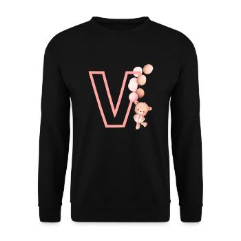 Lettre v rose ours - Sweat-shirt Unisexe - noir - Devant - Alina (178cm) & Michal (187cm)