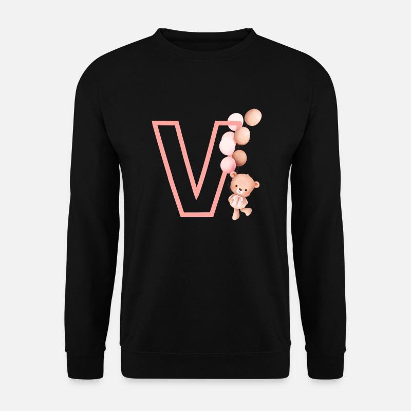 Letter v pink bear - Unisex Sweatshirt - black
