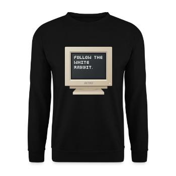 CRT Design - Follow the white rabbit - Unisex Sweatshirt - black - Front - Alina (178cm) & Michal (187cm)