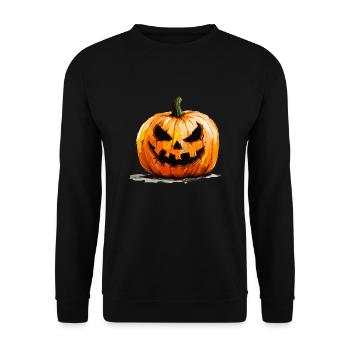 Pumpkin with grimace: The spooky Halloween decoration - Unisex Sweatshirt - black - Front - Alina (178cm) & Michal (187cm)