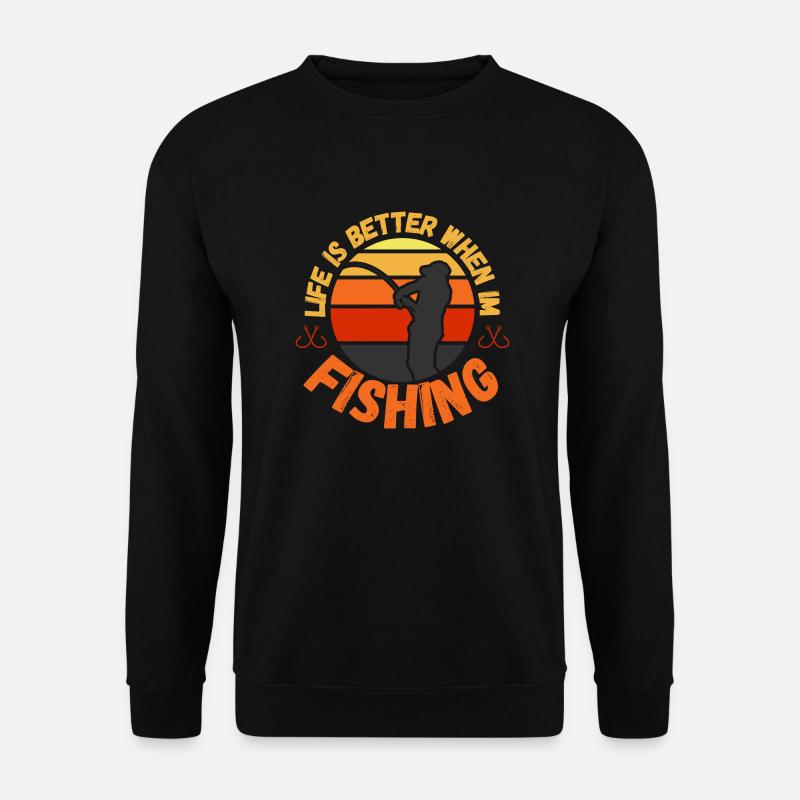 Das Leben ist besser, wenn ich Vintage Sunset angele - Unisex Pullover - Schwarz