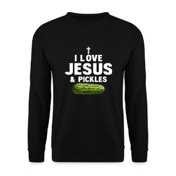 I Love Jesus & Pickles Pickle Vegan Cucumber - Unisex Pullover - Schwarz - Vorne - Alina (178cm) & Michal (187cm)
