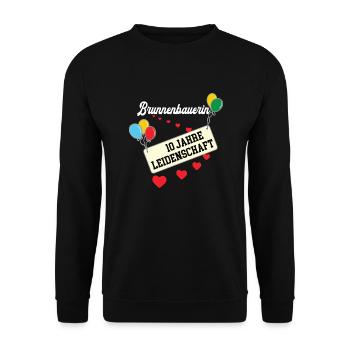 Brunnenbauerin 10 jähriges Jubiläum Brunnenbau - Unisex Pullover - Schwarz - Vorne - Alina (178cm) & Michal (187cm)