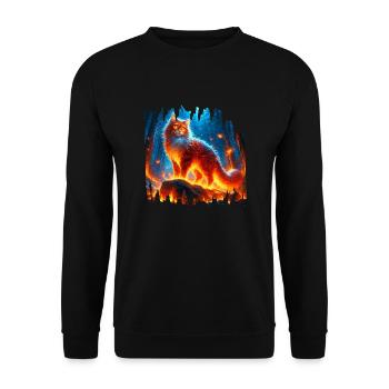 Enchanted Fire Feline - Unisex Sweatshirt - black - Front - Alina (178cm) & Michal (187cm)