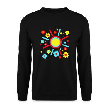 Bunte Blumen Sonne Dekorativ Peace Flower Power - Unisex Pullover - Schwarz - Vorne - Alina (178cm) & Michal (187cm)