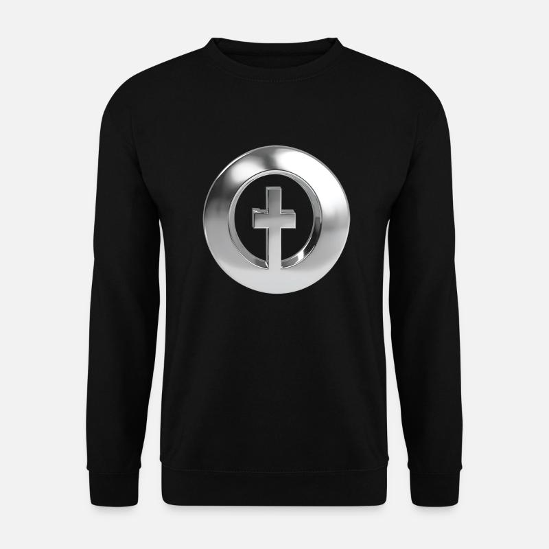 Chrome ,, Kreuzring " Metallic - Unisex Pullover - Schwarz
