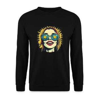 Starry Eyed : Votre style rétro lumineux ! - Sweat-shirt Unisexe - noir - Devant - Alina (178cm) & Michal (187cm)