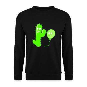 Kaktus Luftballon Handschlag Begrüßung Stacheln - Unisex Pullover - Schwarz - Vorne - Alina (178cm) & Michal (187cm)