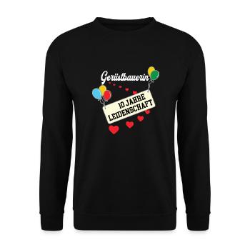 Gerüstbauerin Jubiläum 10 Jahre 10. jähriges Jubi - Unisex Pullover - Schwarz - Vorne - Alina (178cm) & Michal (187cm)