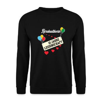 Hörakustikerin 10 jähriges Jubiläum Hörakustik 10. - Unisex Pullover - Schwarz - Vorne - Alina (178cm) & Michal (187cm)