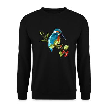 Bunter Vogel - Unisex Pullover - Schwarz - Vorne - Alina (178cm) & Michal (187cm)
