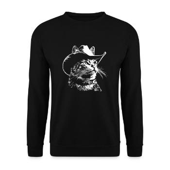 Drôle de chat cow-boy - Sweat-shirt Unisexe - noir - Devant - Alina (178cm) & Michal (187cm)