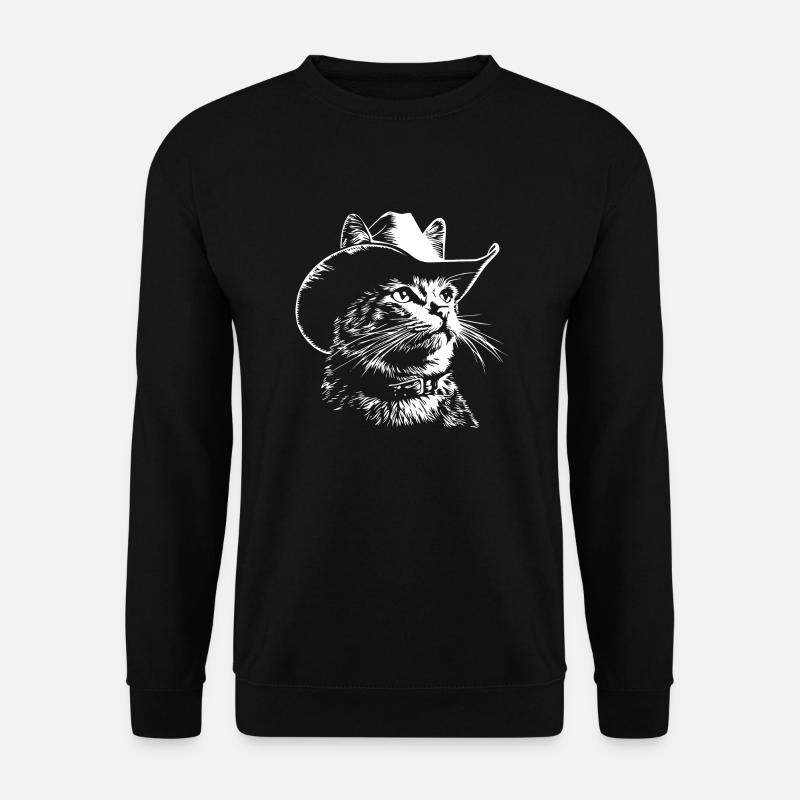 Funny Cat Cowboy - Unisex Sweatshirt - black