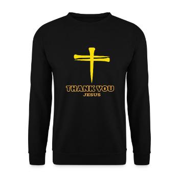 Thank You Jesus Graphic Tee - Unisex Sweatshirt - black - Front - Alina (178cm) & Michal (187cm)