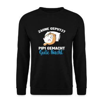 Katzen Schlafshirt Dicke Katze Gute Nacht - Unisex Pullover - Schwarz - Vorne - Alina (178cm) & Michal (187cm)