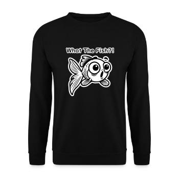Shocked Goldfish - Was der Fisch Design hat - Unisex Pullover - Schwarz - Vorne - Alina (178cm) & Michal (187cm)