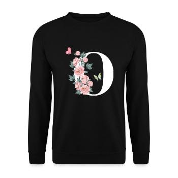 Letter o pink flowers - Unisex Sweatshirt - black - Front - Alina (178cm) & Michal (187cm)