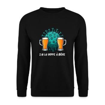 Ich habe eine Biergrippe - Unisex Pullover - Schwarz - Vorne - Alina (178cm) & Michal (187cm)