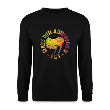 Siamo Tutti Antifascisti 161 Antifa Flags - Unisex Pullover - Schwarz - Vorne - Alina (178cm) & Michal (187cm)