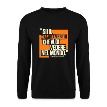 "Sei die Veränderung, die du in der Welt sehen willst" - Unisex Pullover - Schwarz - Vorne - Alina (178cm) & Michal (187cm)