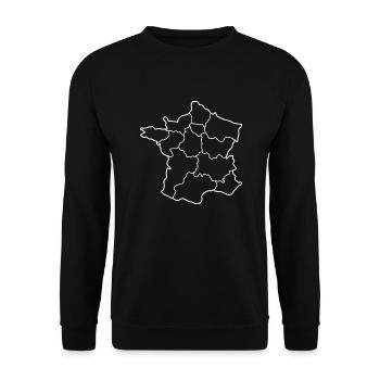Frankreich Landkarte mit allen Staaten in weiß - Unisex Pullover - Schwarz - Vorne - Alina (178cm) & Michal (187cm)
