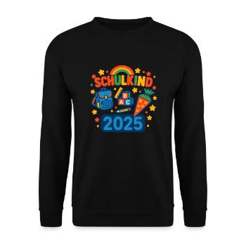 Schulkind 2025 – Der große Tag kann kommen! - Unisex Pullover - Schwarz - Vorne - Alina (178cm) & Michal (187cm)