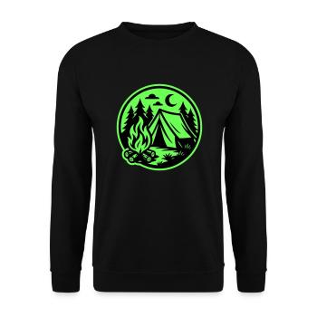 Camping Zelt Natur - Unisex Pullover - Schwarz - Vorne - Alina (178cm) & Michal (187cm)