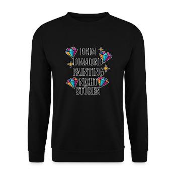 Beim Diamond Painting nicht stören - Unisex Pullover - Schwarz - Vorne - Alina (178cm) & Michal (187cm)