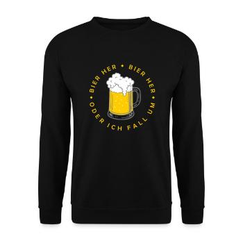 Bienen hier - Oder ich fall um! - Unisex Pullover - Schwarz - Vorne - Alina (178cm) & Michal (187cm)